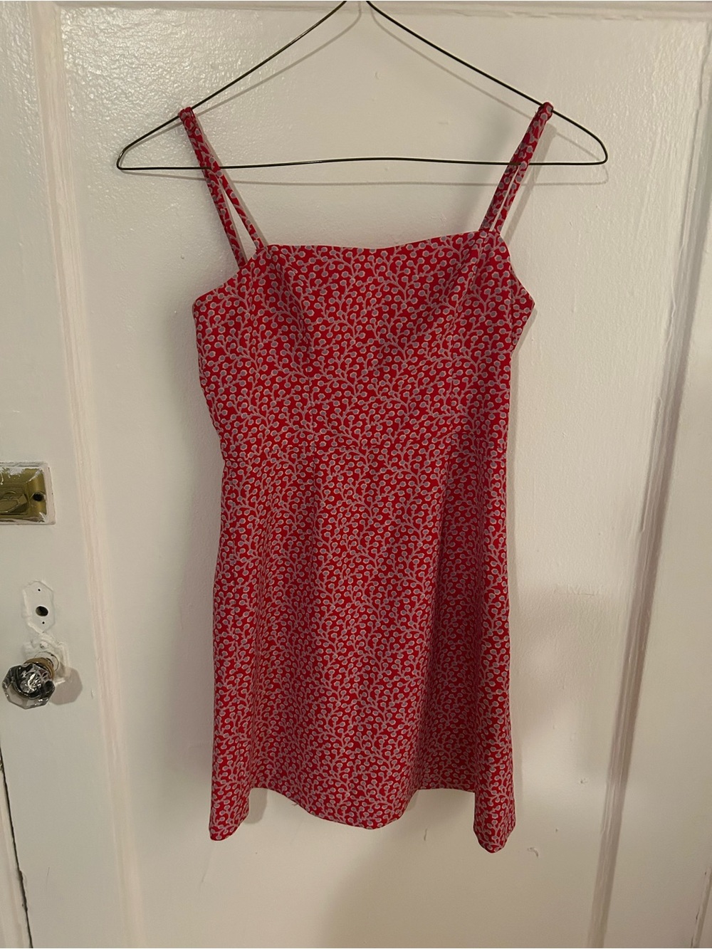 French Connection Red Printed Spaghetti-Strap Mini Dress